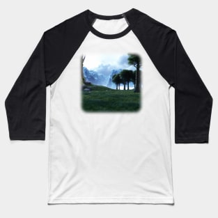 Beautiful mountain landscape in the fog Baseball T-Shirt